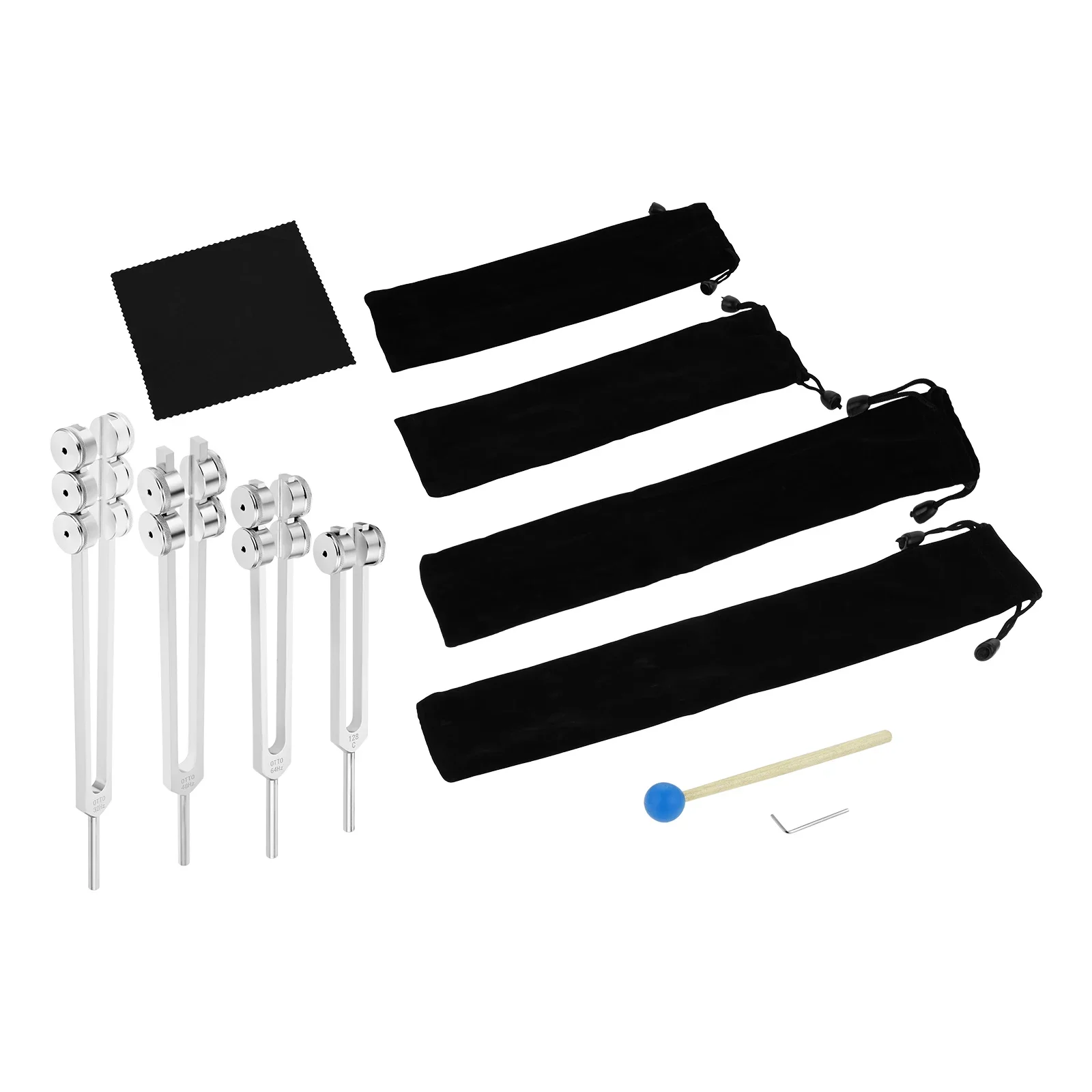 4pcs/set Otto Tuning forks 32/48/64/128 Hz Turners with Hammer Storage Bag Stimulating Nerves Soothing Sound Healing Meditation