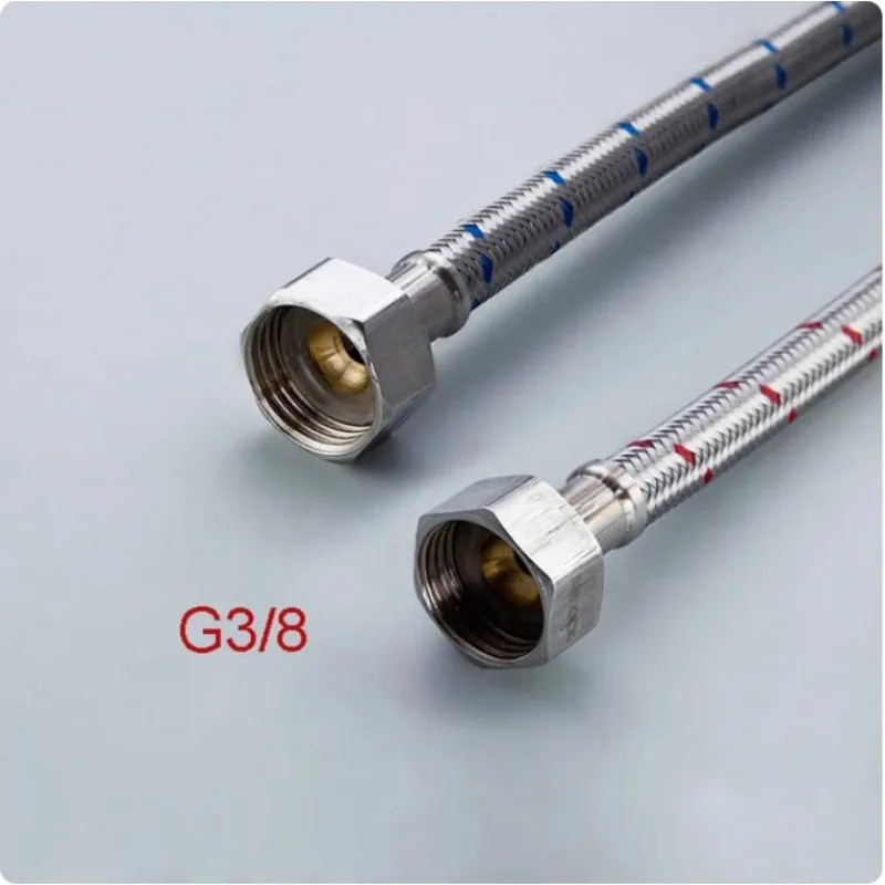 304 Stainless Steel Braided Hose Hot and Cold Faucet Kitchen Wash Basin Faucet Explosion-proof Hose Replacement Parts Bathroom