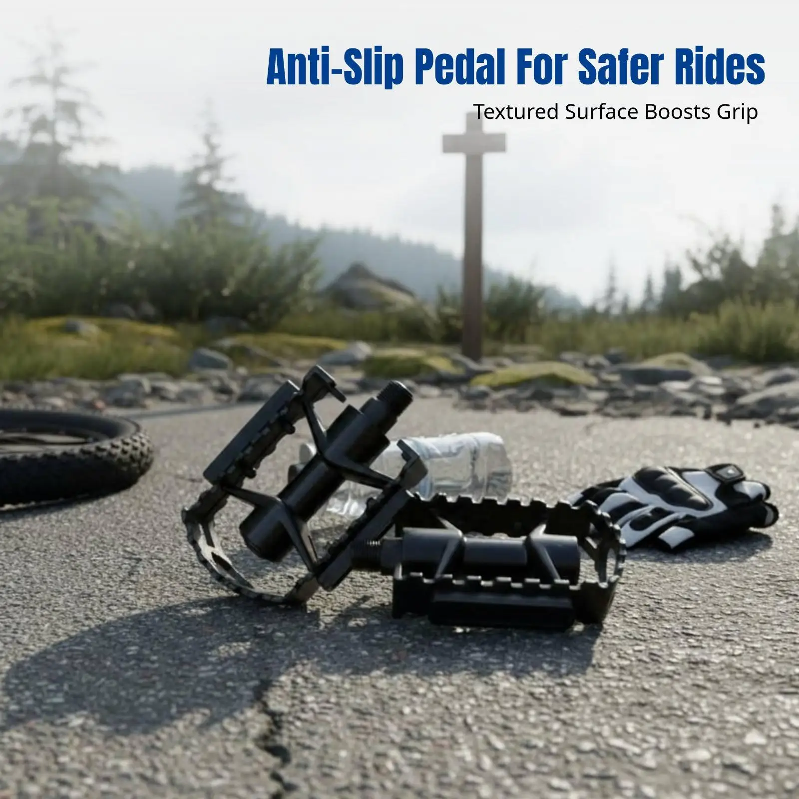 Bike Pedal, Aluminum Alloy, Anti-Slip, Hollow, Street Trail Compatible