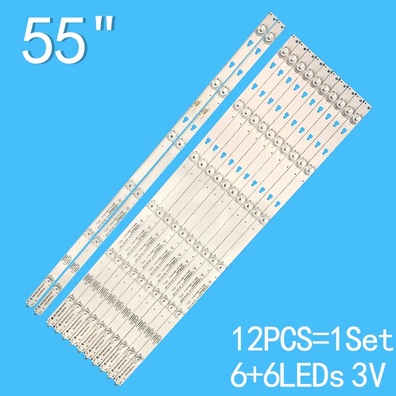 3V 6 light 590mm for Haier LE55Q6500U LED55D6-01 (A) 303550621 LQ55H31 Q55X31J LQ55AL88M81 G55C F55C JVC N55Y LED55D06A-ZC15AG-0