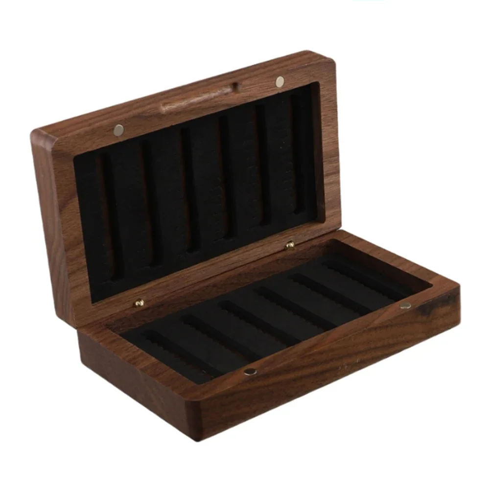 

14*8.5*4cm Walnut Storage Box Secure Closure Compact Fly Storage Large Capacity Box Lightweight Fishing Accessory