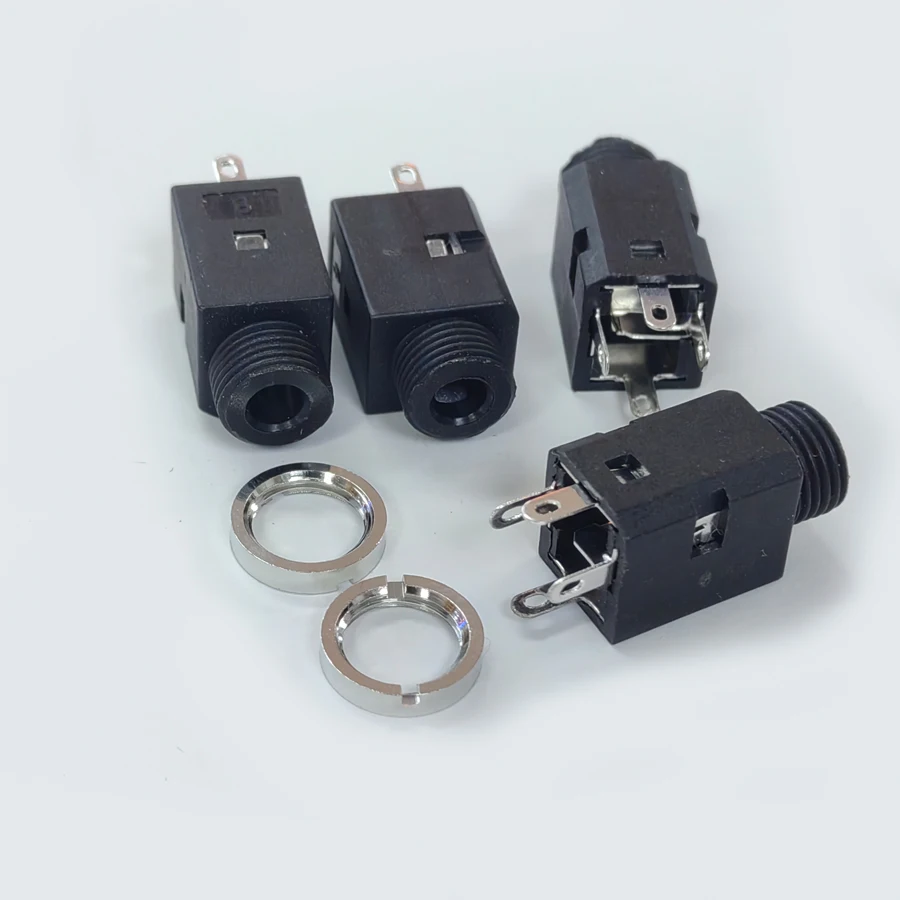 50PCS/Lot PJ-341 3.5MM Audio Female Socket/Jack Connector Vertical-Type 4Pin With Nuts For Headphone