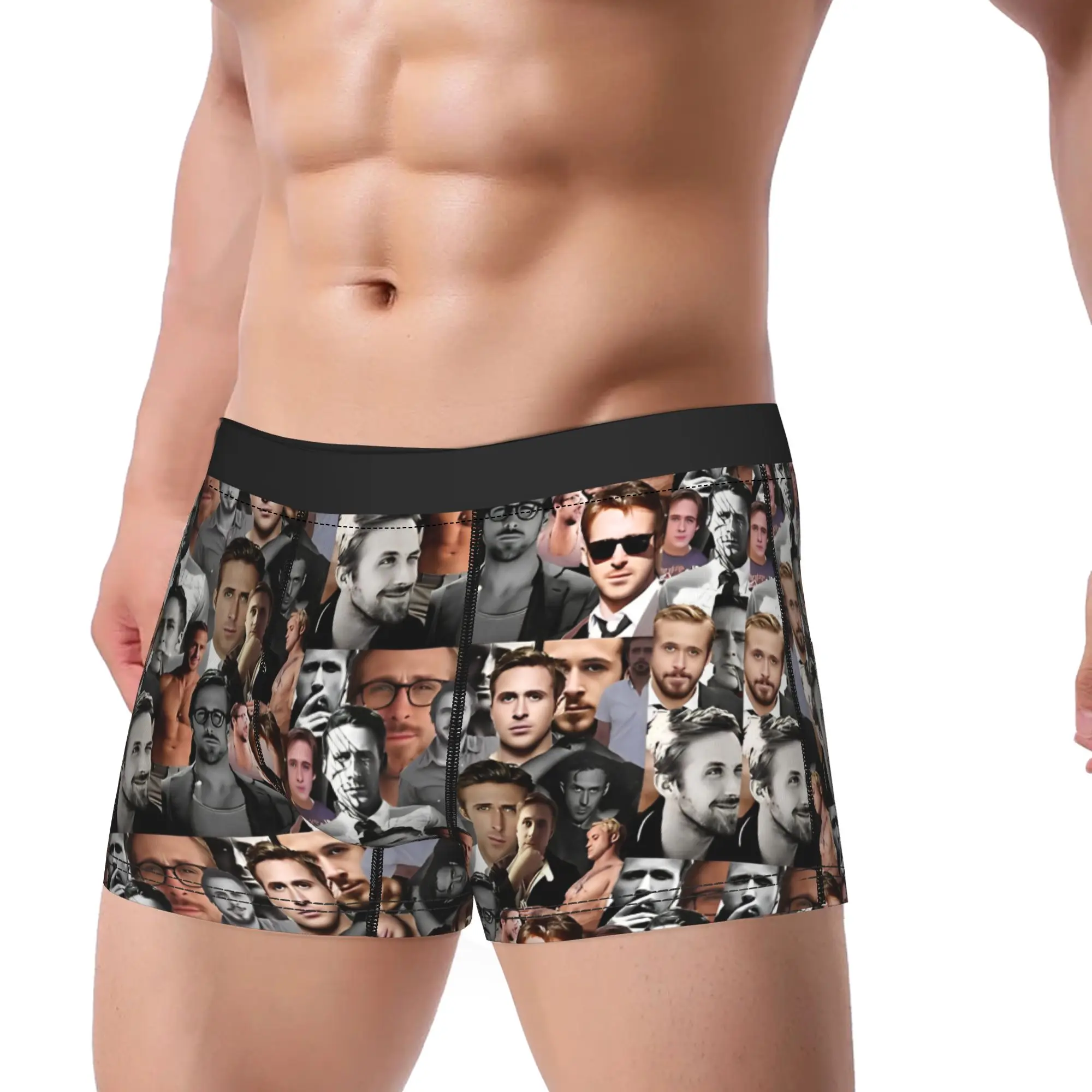 Ryan Gosling Boxer Shorts  3D Pouch Underwear High Quality Custom Shorts Briefs Novelty Man Underpants Plus Size 2XL