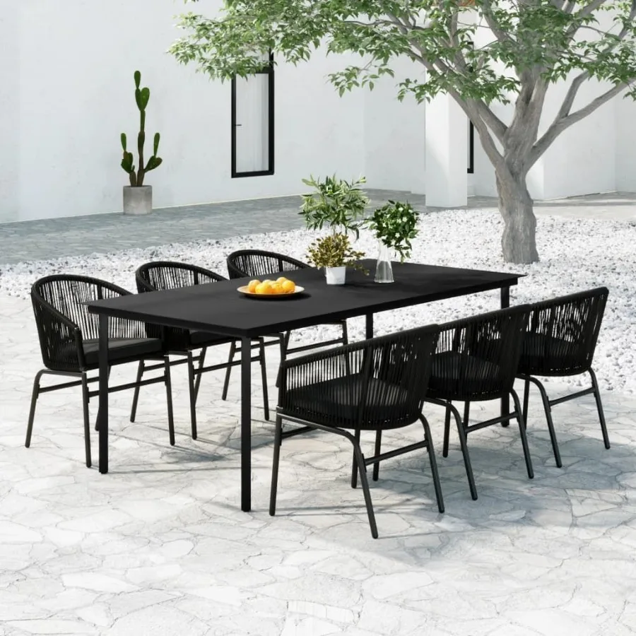 

7 Piece Patio Dining Set Black