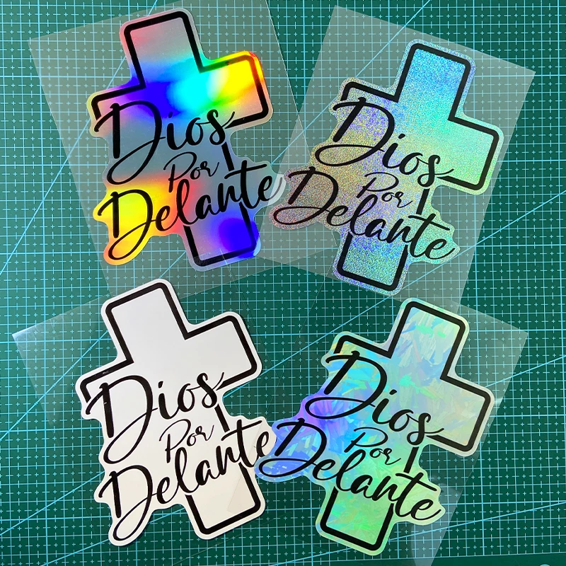 

1PC DIOS POR DELANTE Spanish Style Motorcycle Stickers Waterproof for Fuel Tank Scoooter DIY Car Window Durable Vinyl Decals