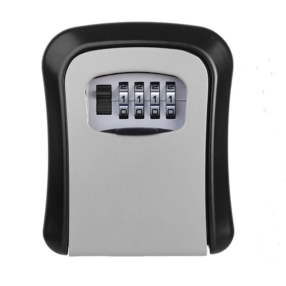 Wall Mount Key Lock Box 4 Digit Password Code Security Lock No Key for Home Office Key Safe Secret Storage Box Organizer