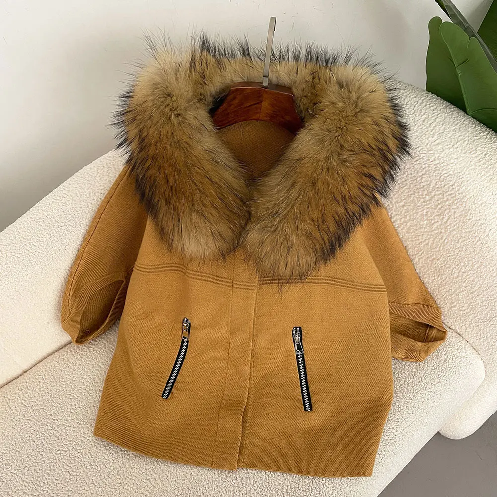 Natural Fox Fur Jacket Knitted Sweater Real Fur Coat Winter Cardigan Outerwear Clothes for Women 2026 European Fashion Autumn