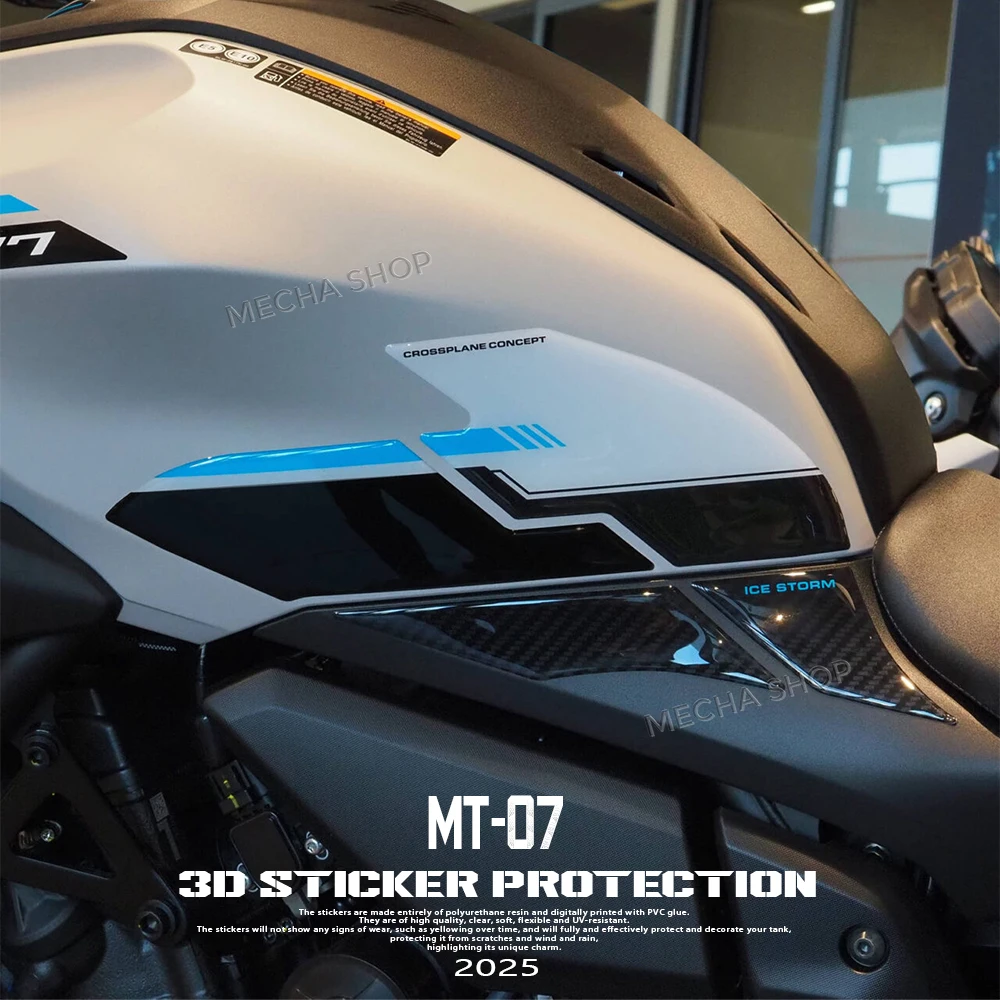 

Для MT-07 MT 07 MT07 Ice Storm 2025 3D полимерная наклейка на мотоцикл, наклейки на передний обтекатель, боковая защита накладки на бак