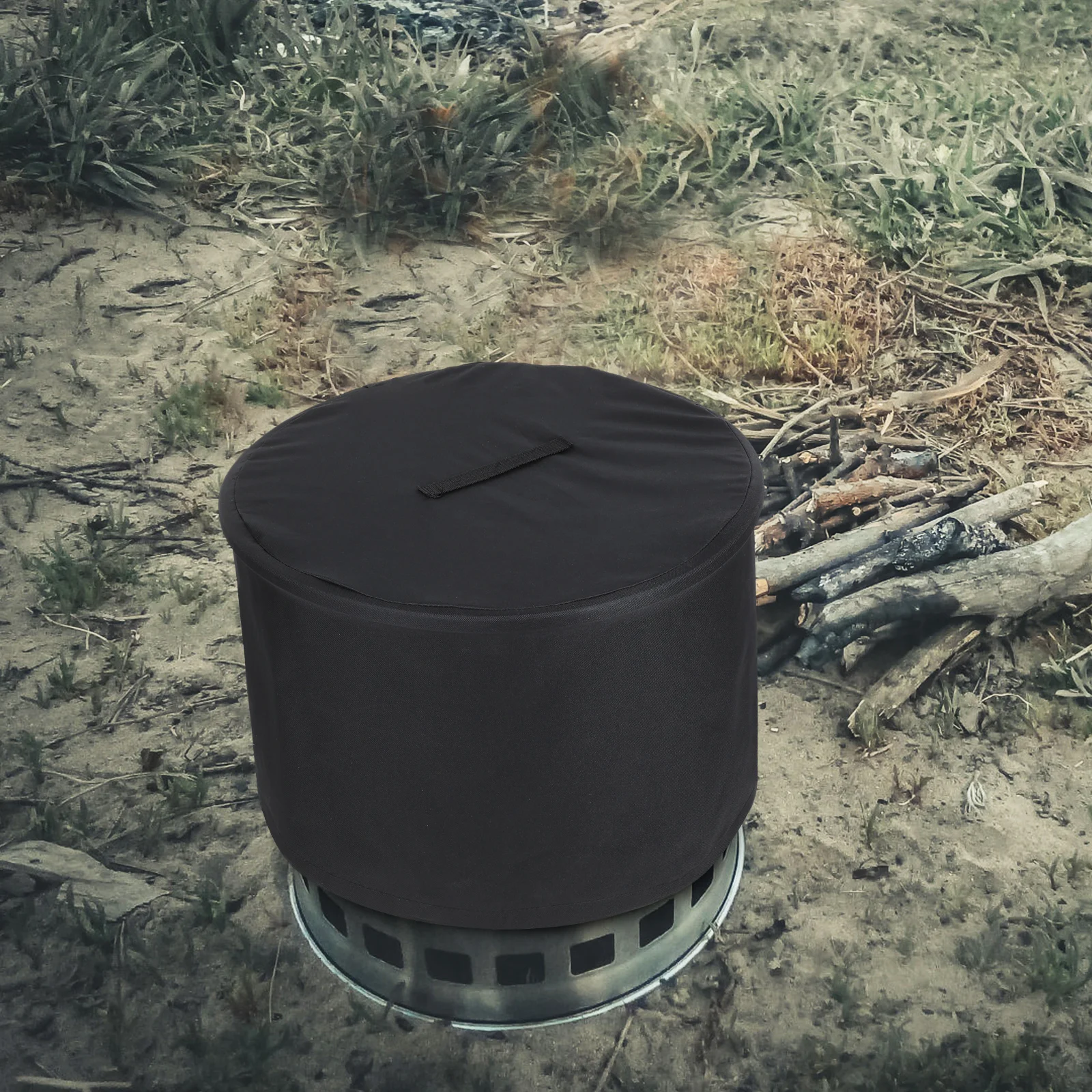 

Fire Pit Cover Black Round Outdoor Lid For Pits Barbecue Stove Covers Small Table Oxford Cloth Waterproof Thickened