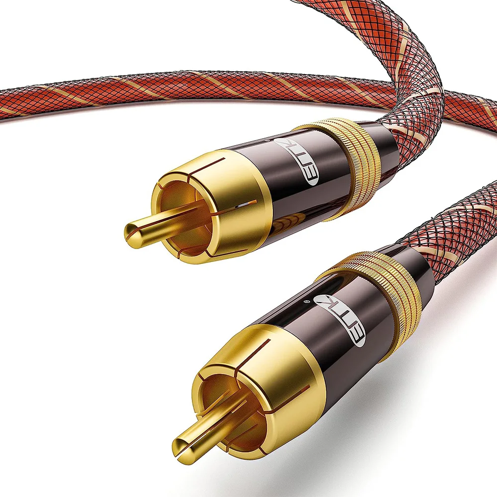 EMK 디지털 오디오 동축 케이블 OD8.0 프리미엄 스테레오 오디오 Rca-Rca 남성 동축 케이블 스피커 Hifi 서브우퍼 케이블 AV TV