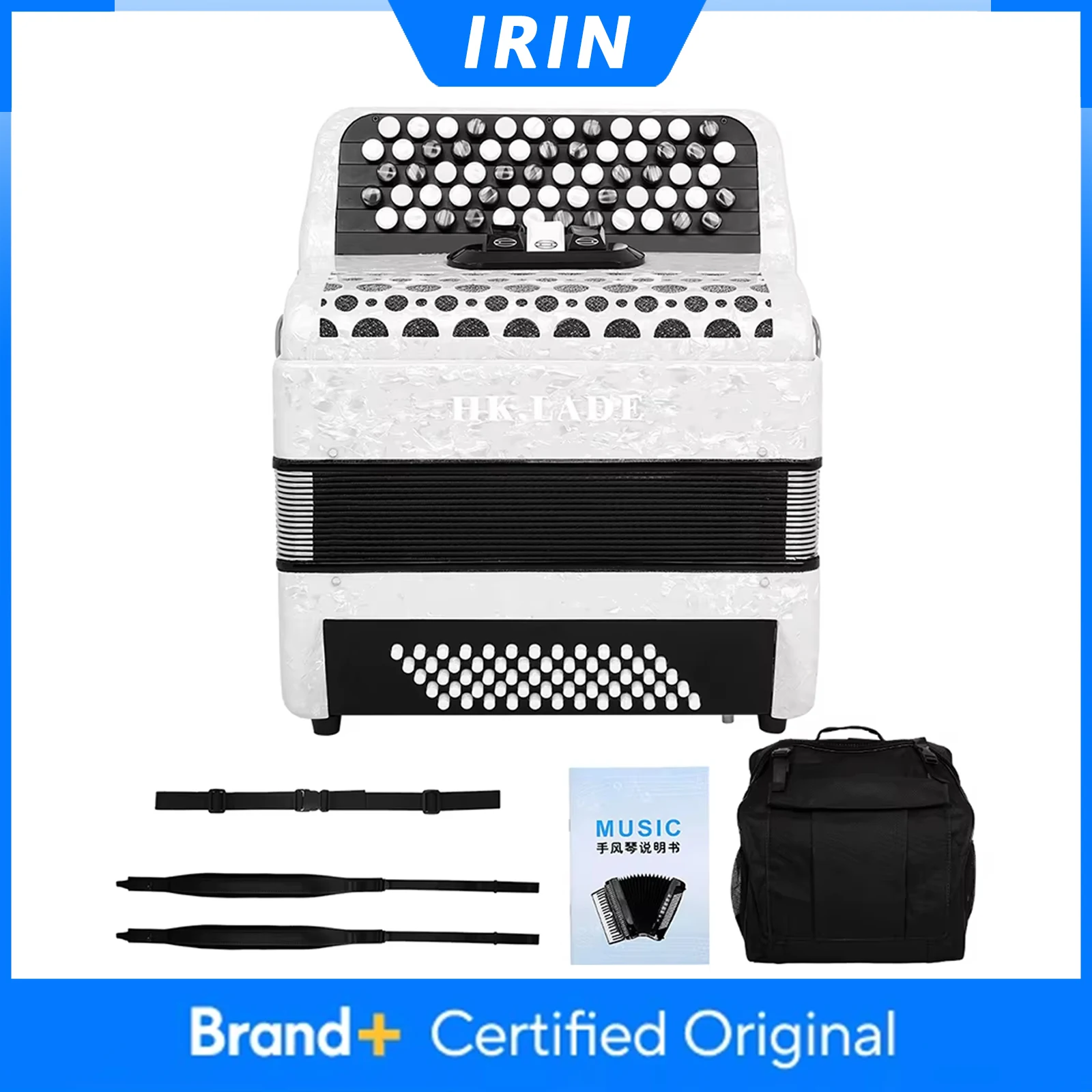 

HK.LADE AH-250 Accordion 62 Keys 60 Bass Multiple-voice Bayan Accordion with Bag Keyboard Instrument for Grading Performance