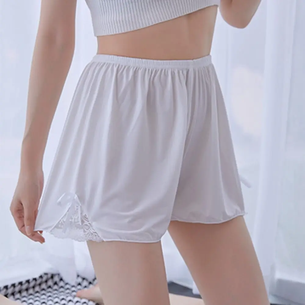 

Lace Bow Ice Silk Safety Shorts Breathable Split-hem Women's Anti-exposure Underwear Women's Underwear Seamless Safety Shorts