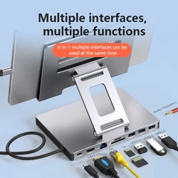 USB C Docking Station 9-IN-1 Dock Station Notebook Mount Holder Stand with 2xHDMI4K Ethernet PD100W 5Gbps USB3.0 DropShipping