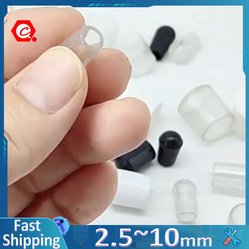 Inner Dia 2.5~10mm PVC Round End Caps Soft Rubber Thread Cover Anti-Scratch Protective Sleeves Black/White/Transaprent