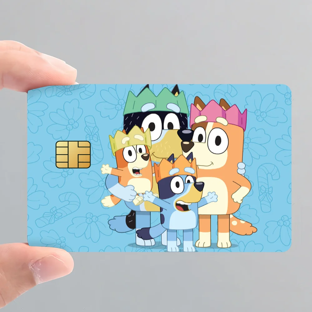 Cute B-Bluey Decorative Small Waterproof Chip 4PCS Card Sticker New Anti-Scratch