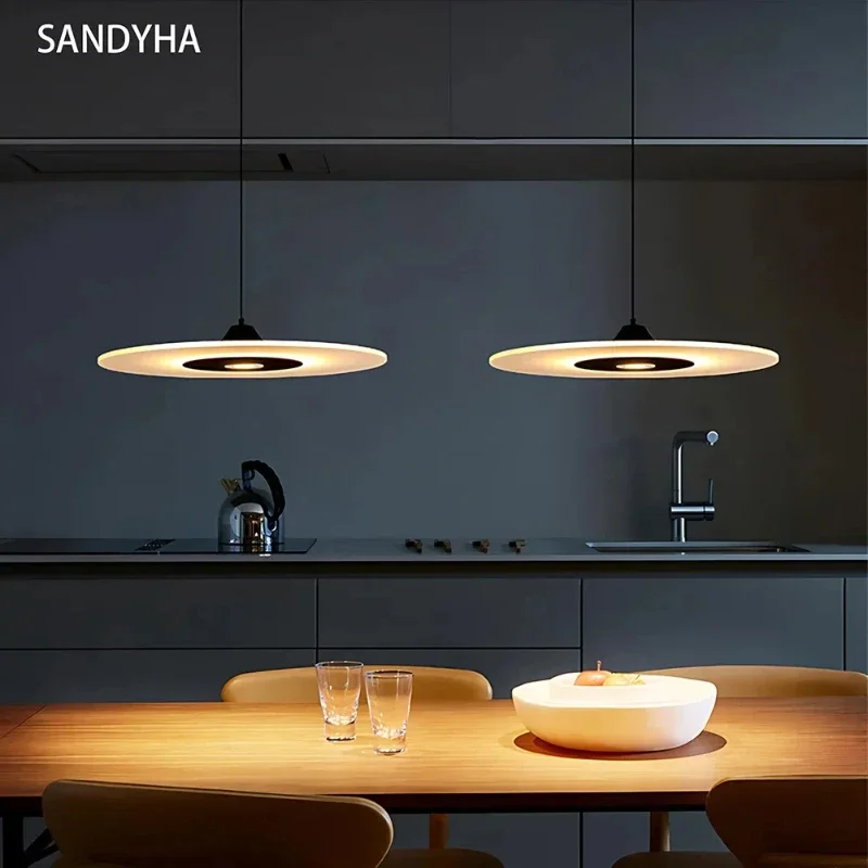 

SANDYHA Modern Pendant Lights Disc Design Hanging Chandelier for Living Room Bedroom Study Dining Table Lighting Home Decoration