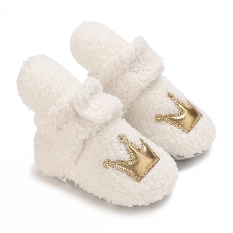 0-1 year old warm baby cotton boots winter thick plush baby snow boots cute casual soft soled casual walking shoes