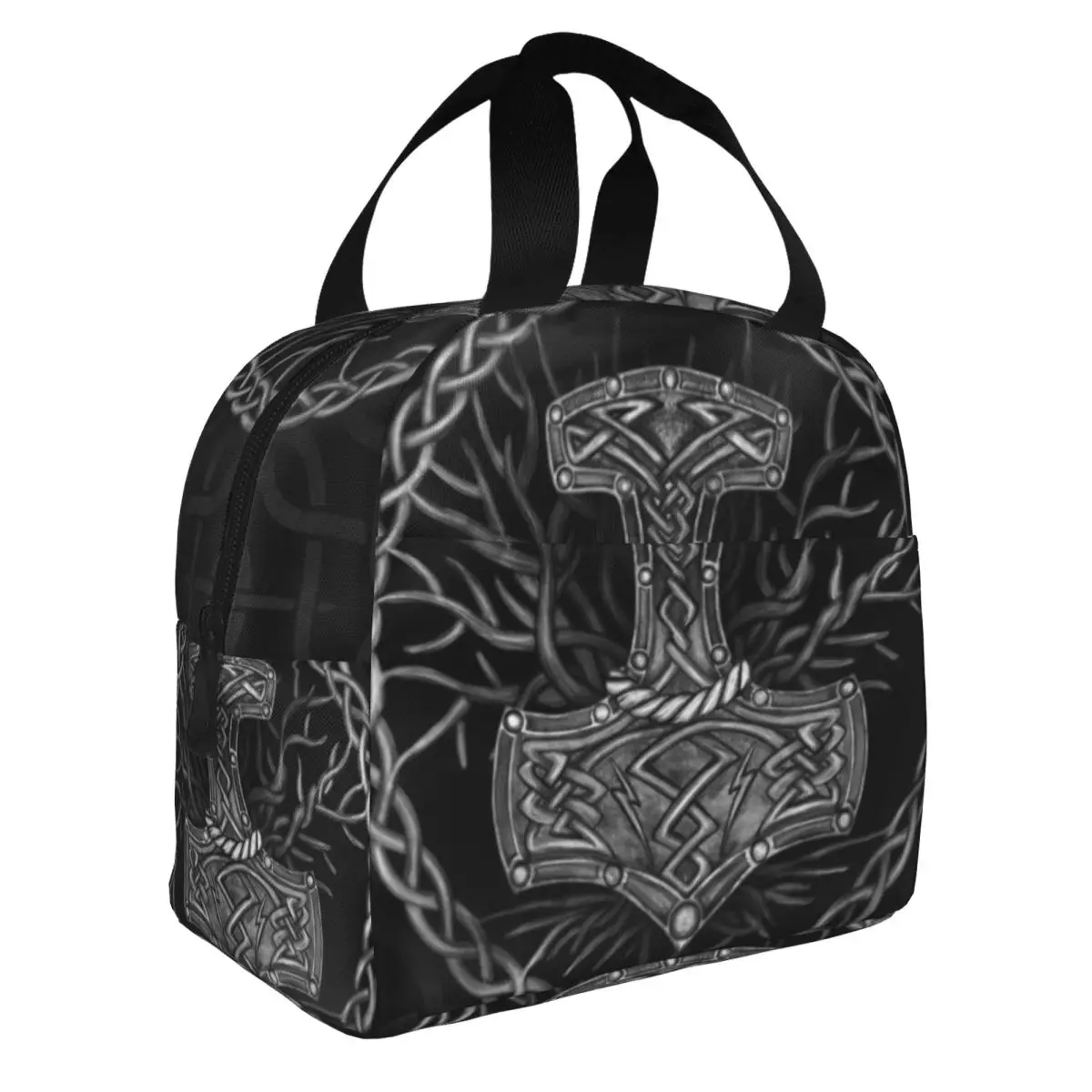 Mjolnir The Hammer Of Thor And Tree Of Life Lunch Bag Men Women Thermal Cooler Insulated Lunch Boxes for Office