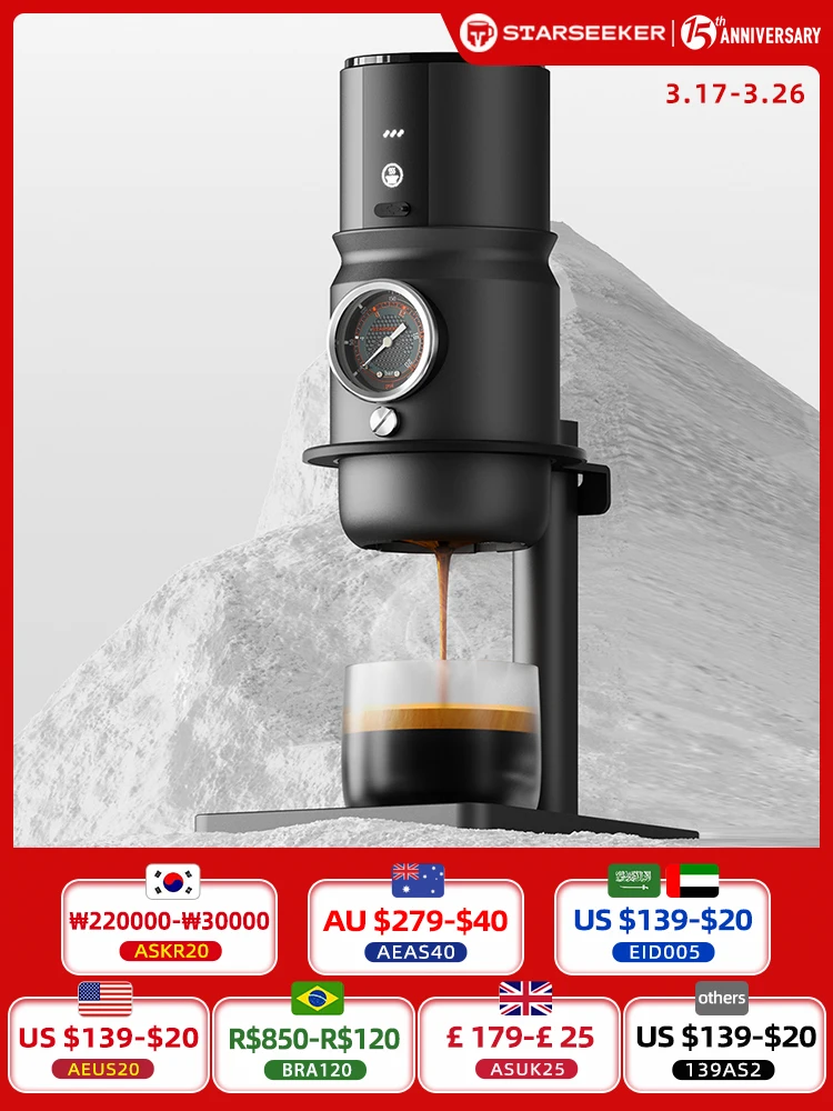 STARSEEKER Super58 Machine à expresso électrique Portable cafetière de voyage pour Camping voiture cafetière avec support USB-C doseur