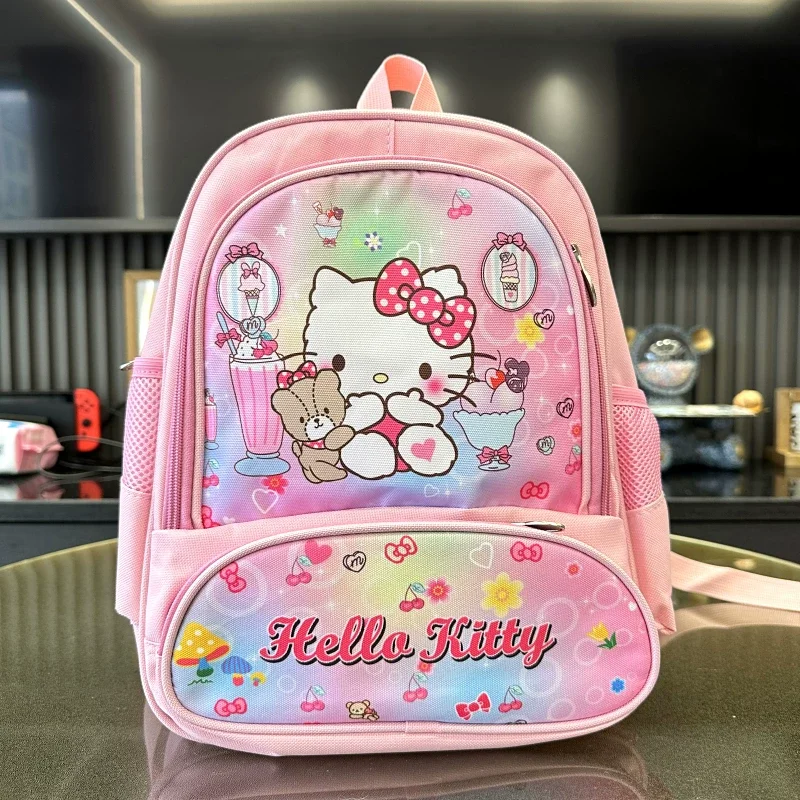 Sanrio Kindergarten Children'S Backpack Oxford Cloth Cartoon Kuromi Cinnamoroll Melody Hello Kitty School Double Shoulder Bag