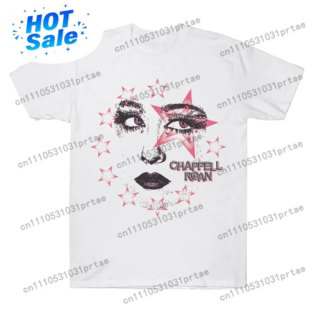 Star Face T-Shirt Chappell Roan Aesthetic Art Print Short Sleeved Clothes Summer New Unisex  T Shirt Sudaderas Comfort Tee black