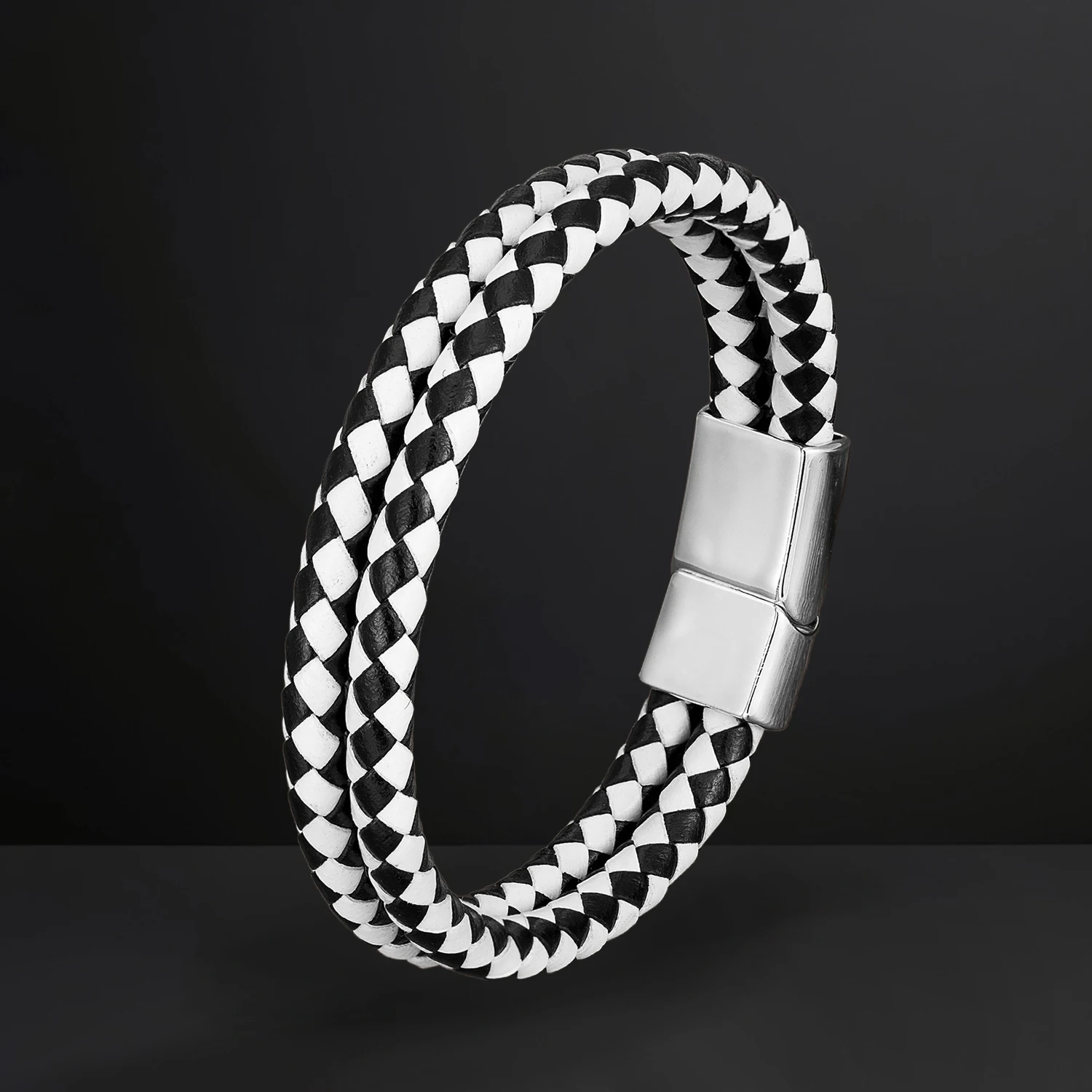 Wholesale Wedding Party Leather Bracelet, Magnetic Clasp Couple Jewelry Handmade Braided Rope with Alloy Buckle Factory Outlet