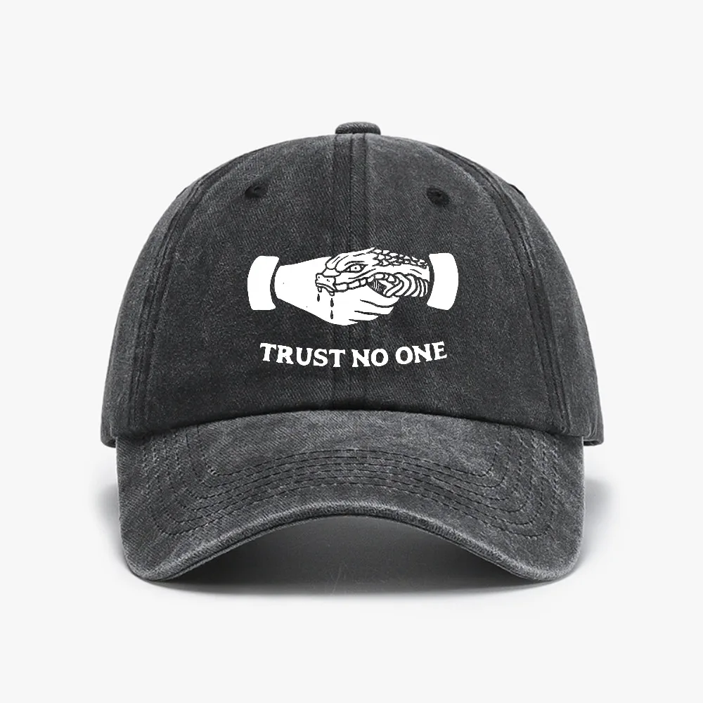 

Men's Trust No One Printed Hat Unisex Teens Design Hip Hop Hats Summer Trendy Distressed Washed Baseball Cap