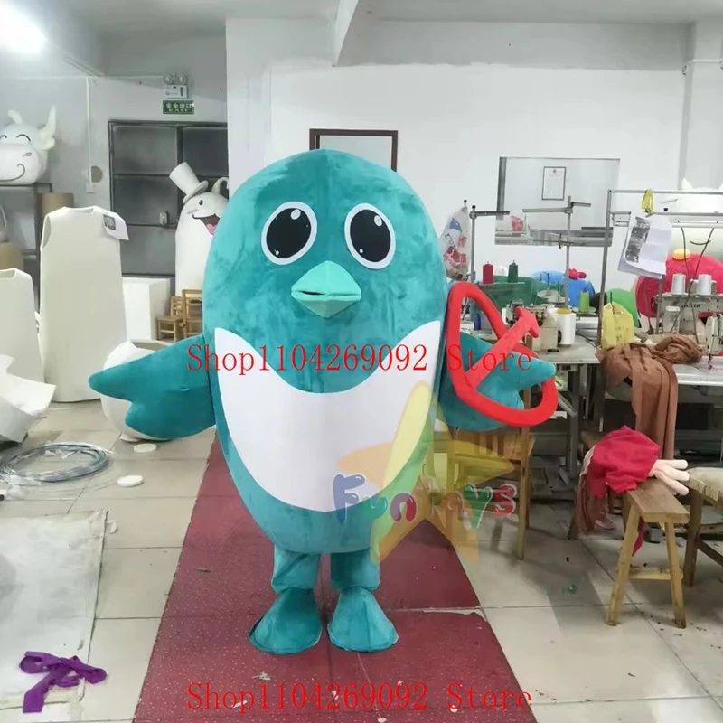 

Green Dolphin Mascot Costume Ocean Fish Cosplay Cartoon Character Mascotte Costume Birthday Cosplay Maskote Carnival Suit
