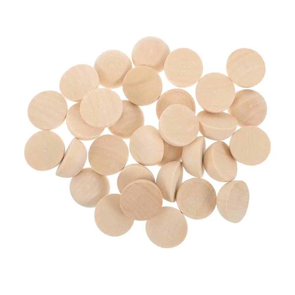 

100 Pcs Wooden Balls Half Beads for DIY Jewelry Craft Projects Home Decor Rustic Natural Accessories Wood Model Hemisphere