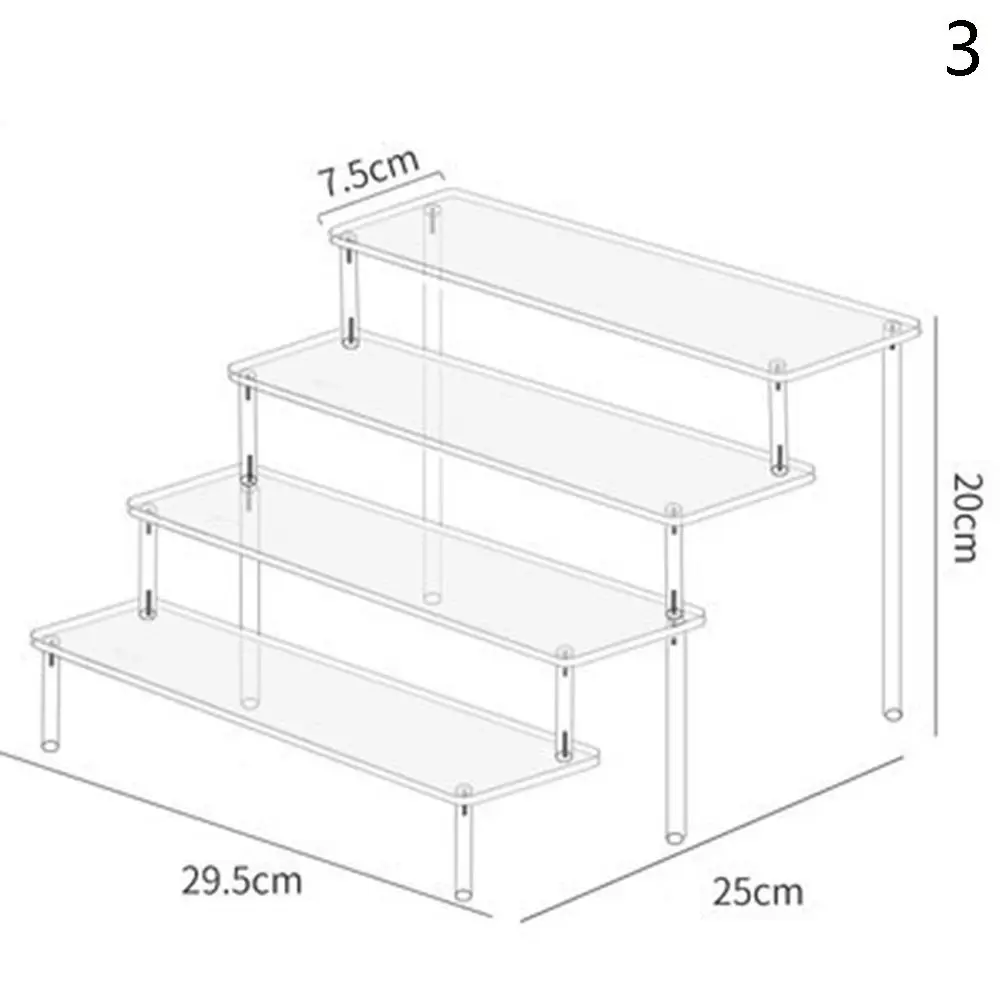 1-4 Tier Acryl Display Stand Duurzaam Display Rack Voor Cupcake Parfum Pop Transparante Trapeziumvormige Blind Box Opslag Plank