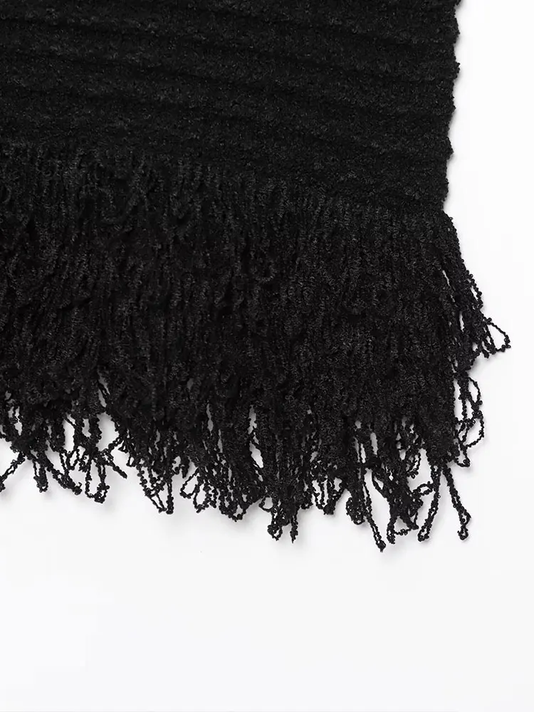 Chic Women Dress Tassels Solid Sleeveless O-Neck Sweater Mini Dress New Fashion 2025 Spring Summer Female Dress