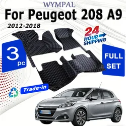 Car Floor Mats For Peugeot 208 A9 2012~2018 Carpets Luxury Leather Mat Durable Rugs Anti Dirty Pad Set Car Accessories 2013 2014