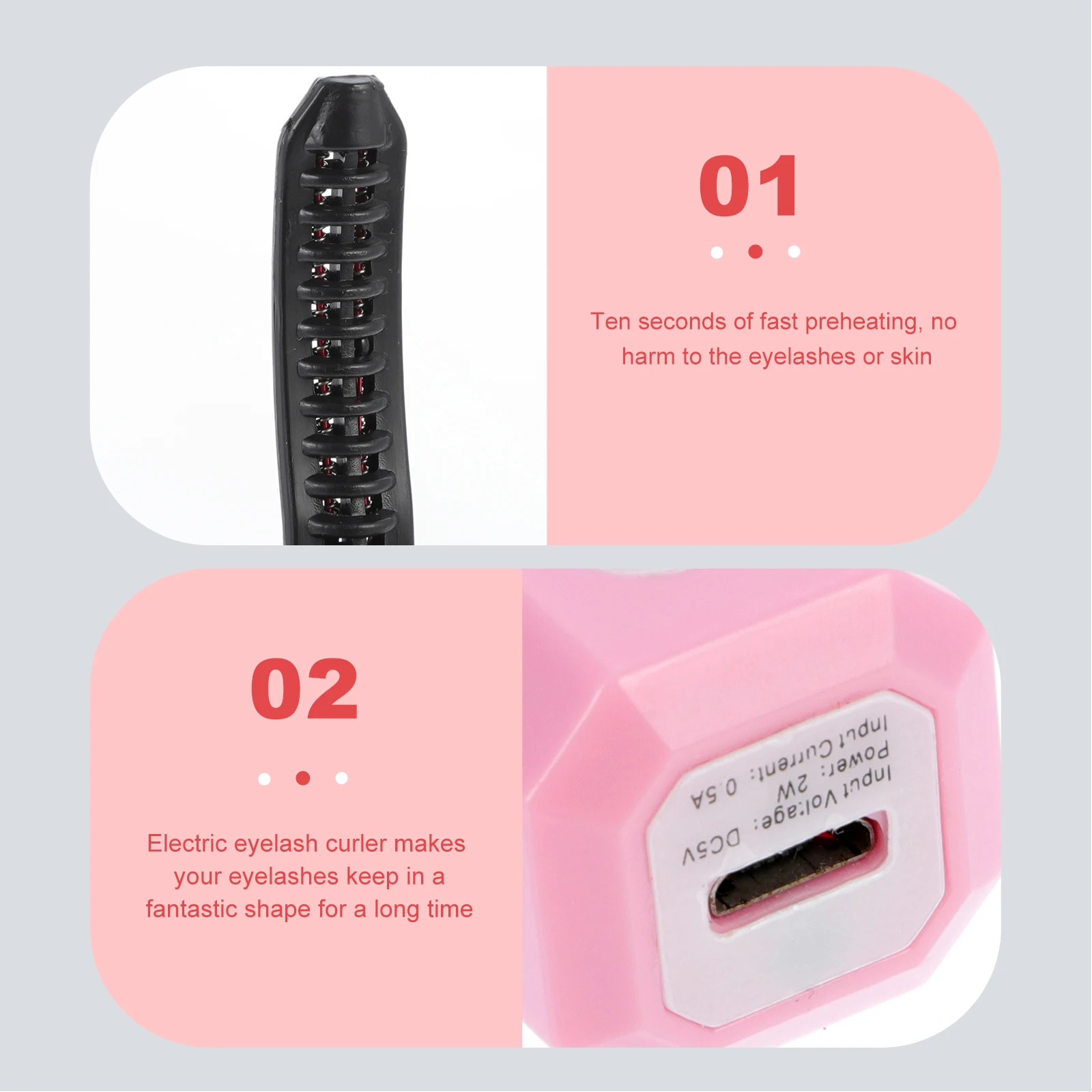 

Eyelash Curler Electric Portable Dot Practical Abs USB Charging Makeup Tool Home Rotation