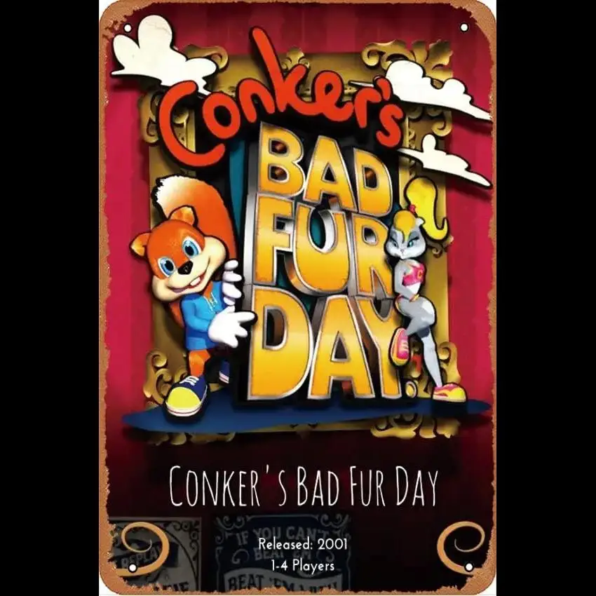 خمر المخاريط سيئة يوم الفراء الرجعية المعادن القصدير علامة ، روح الدعابة جدار ديكور للمنزل ، بار ، حانة ، مطبخ ، المرآب ، مطعم