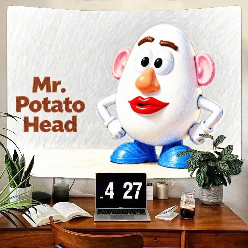 

1PC Funny Mr. Potato Head Tapestry Cartoon Wall Art Decor for Kids Bedroom Living Room Dorm Gift Polyester Toy Story Fan.