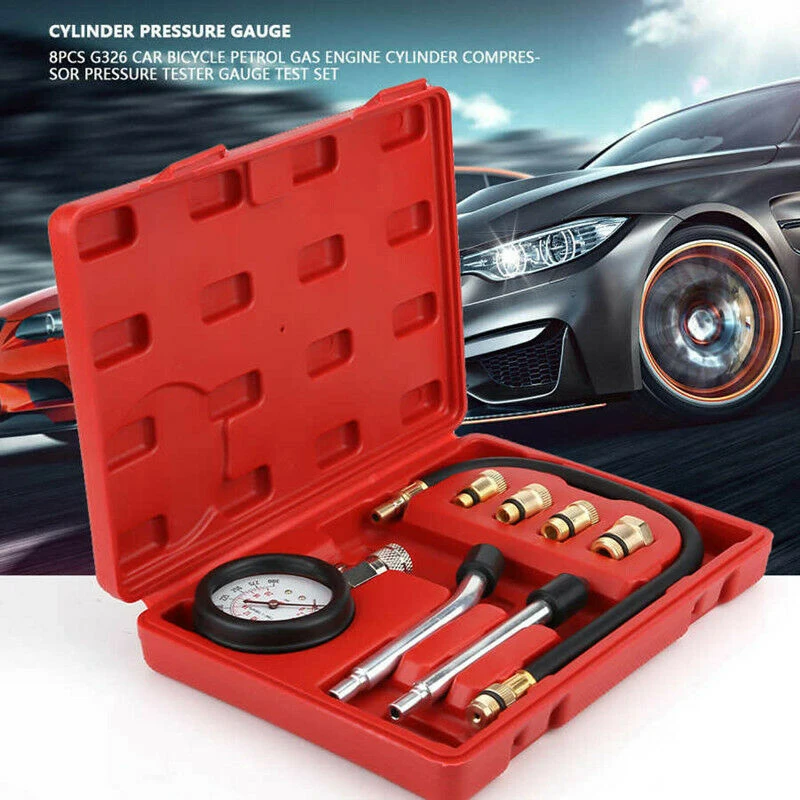 0-300 PSI Gasoline Engine Compression Meter with M10 M12 M14 M18 Adapter Pressure Gauge Automotive Cylinder Tester Kit