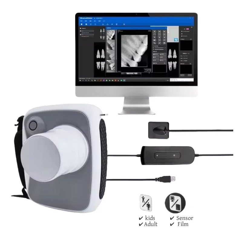 Touch Screen Dental Portable X Ray Machine Kid Adult Use 60KV Digital Radiography X-ray Intraoral RVG Sensor Kit