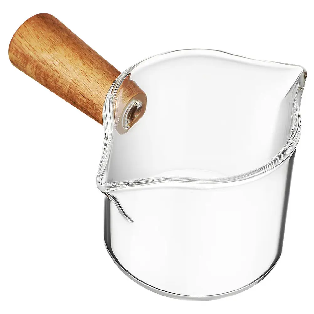 Jarra de Leche de Vidrio Transparente Premium para Café Latte Art, Jarra Pequeña para Crema con Boquilla de Precisión para Hogar, Cafetería y Restaurante