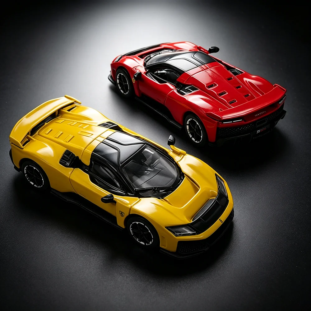 Maisto 1:64 Chassis full die-casting car model collection gift toy Ferrari F80 yellow/red Alloy car model door opens