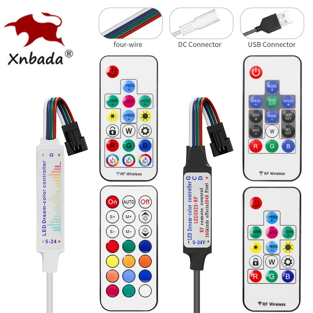 WS2813 WS2815 Led Pixels Strip Light Controller 14/21Keys RF 17Keys Music MINI Led Tape Remote Controller USB5V/DC5-24V