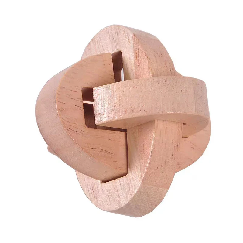 Lock Puzzle Wooden Brain Teaser for Mental Challenge Educational IQ Disentanglement Toys Kids Adults (SanHuan Suo)