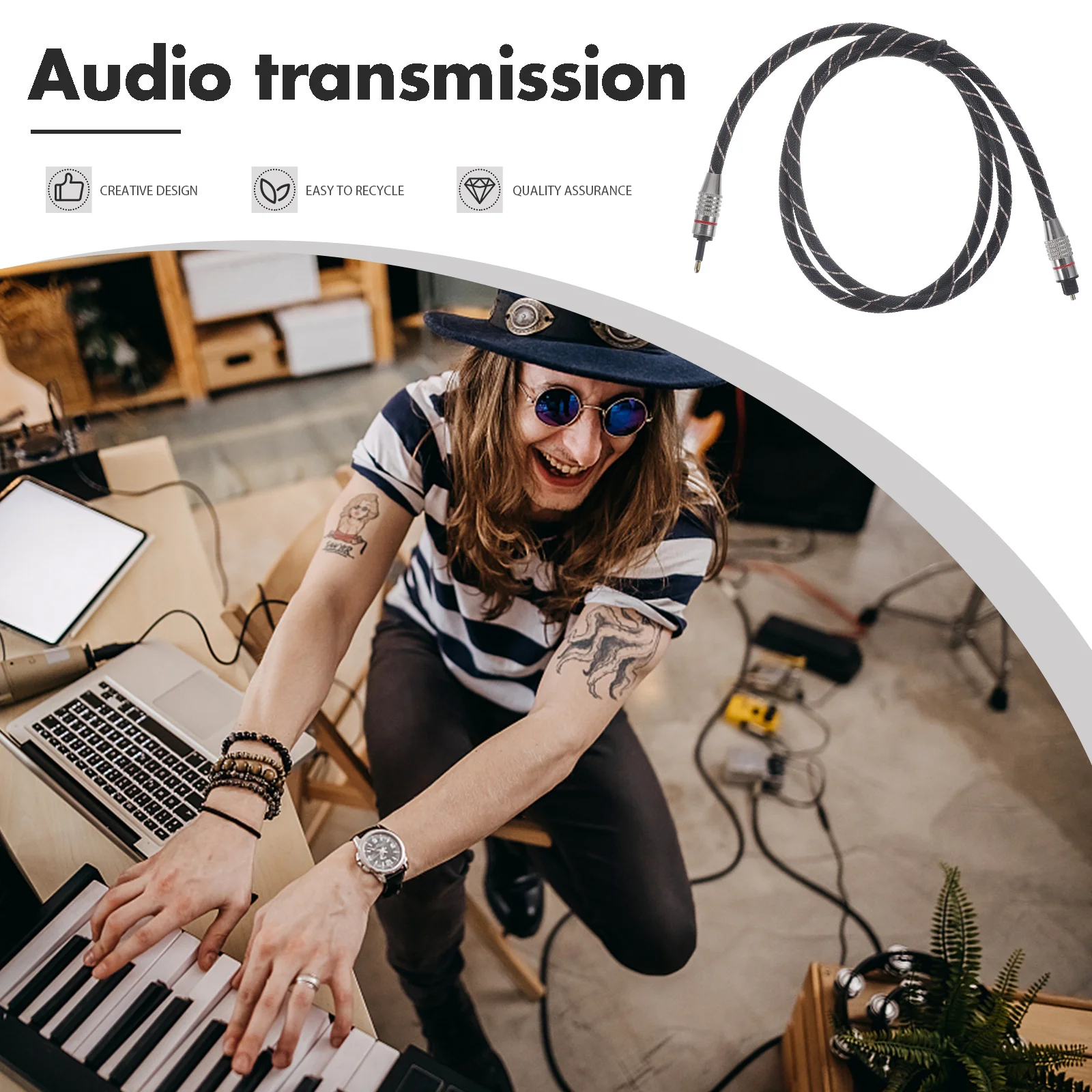 

1pc Digital Optical Audio Cable 5.1 Channel Fiber Optic Cable For Extension Cord Durable Zinc Alloy Material