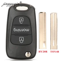 jingyuqin Car Key Shell Replacement For Kia Morning Transponder 3 Buttons Uncut TOY40 HY20R Auto Key Case Fob