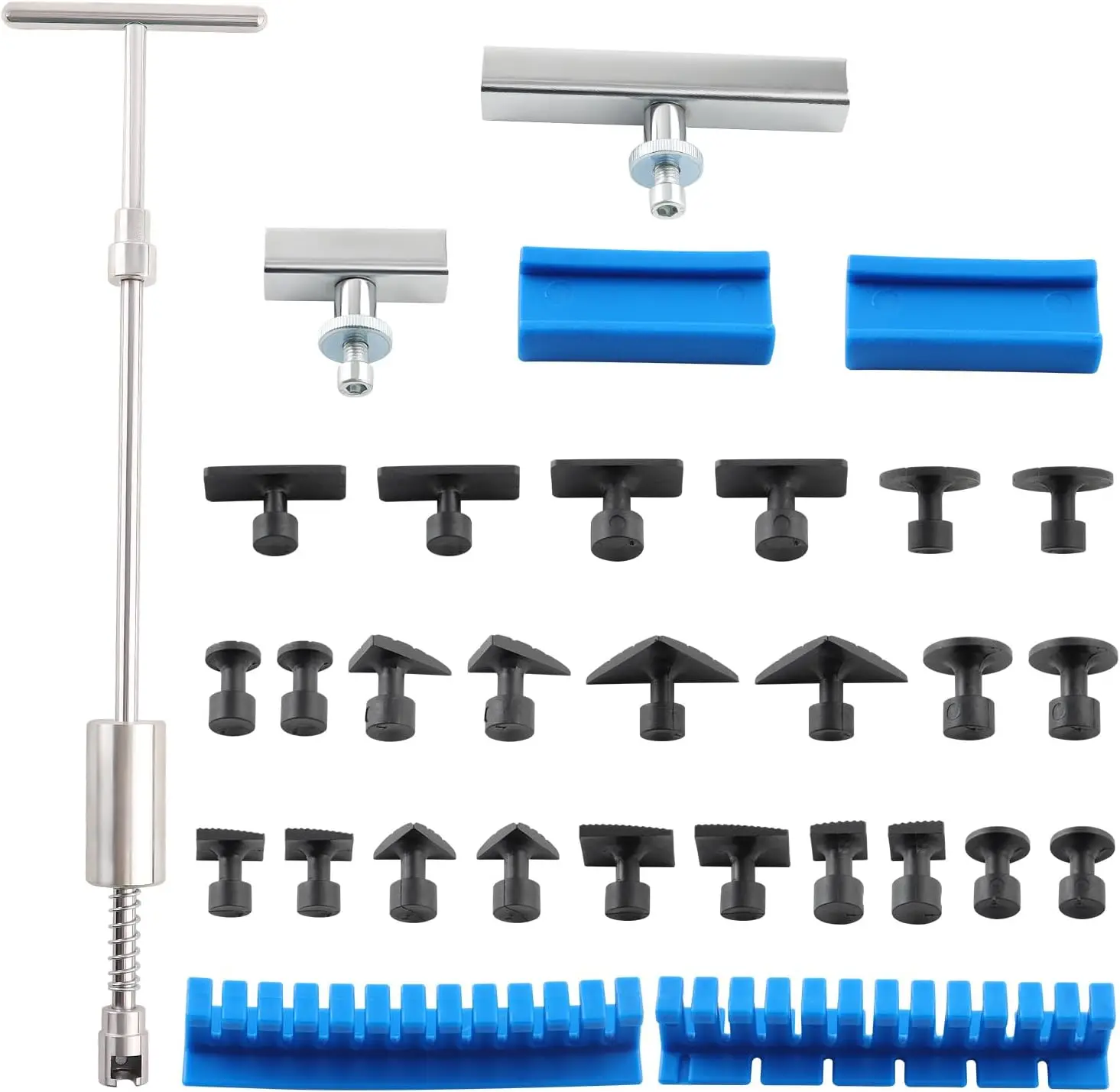 

Комплект для снятия вмятин автомобиля, 24 пластины для съемника шт., Т-образный молоток для ремонта вмятин на автомобиле и металлической поверхности, 31 шт.