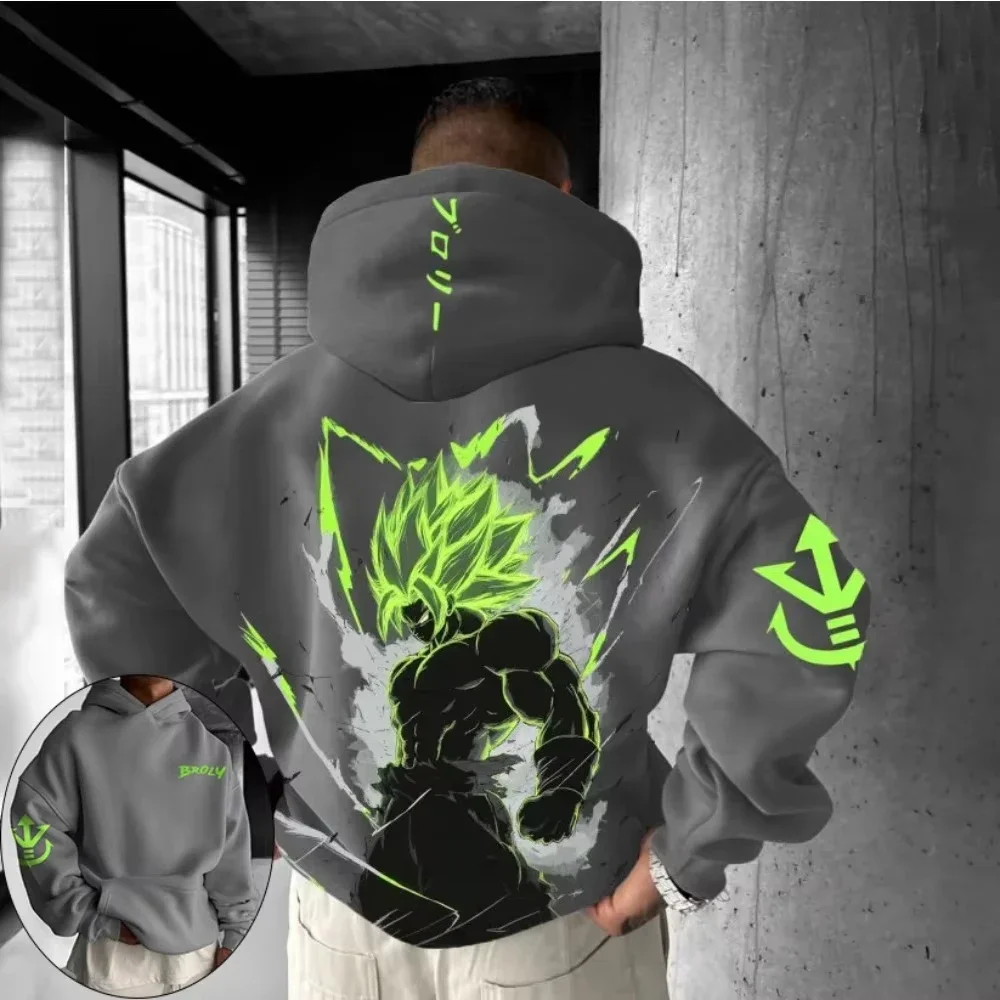 Męska bluza z kapturem Dragon Ball Goku Anime Wiosna i Jesień Chłopięca Bluza Dziecięca Streetwear Długi Rękaw Odzież Rodzinna Zimowa