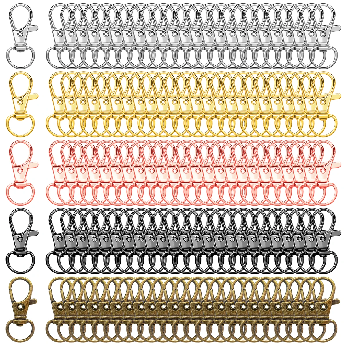 15/30/50 Pcs Alloy Lobster Claw Clasps Swivel Spring Hook, Suitable For Keychains, Bags and Gift Creative Accessories DIY Crafts