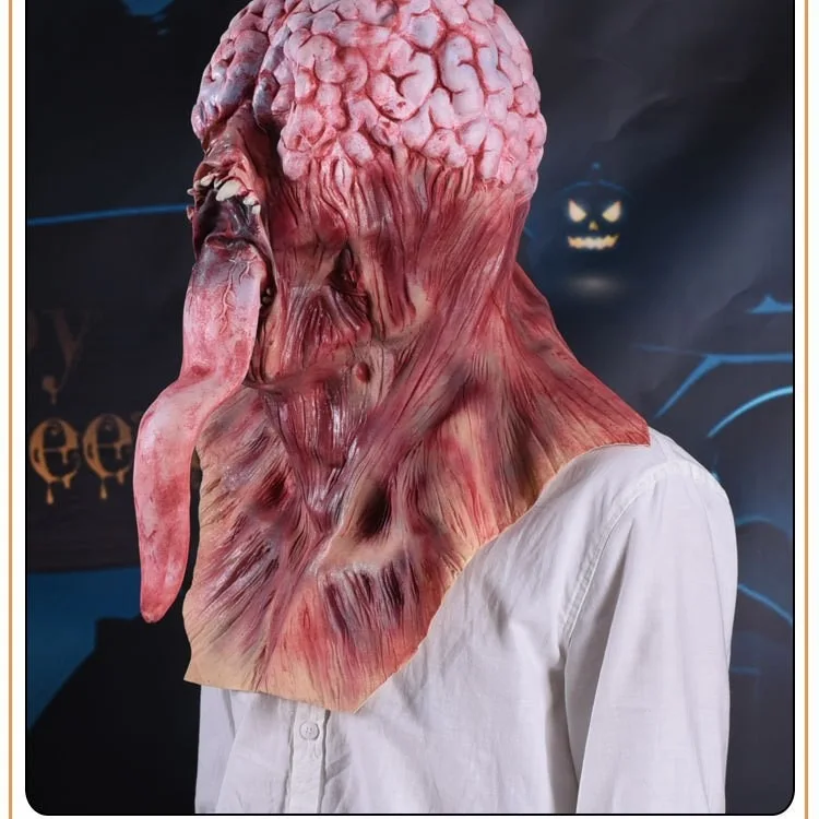 Nuova maschera di riso per cervello horror Maschera senza volto a lingua lunga Maschera di Halloween per ragazza Costumi e accessori spaventosi
