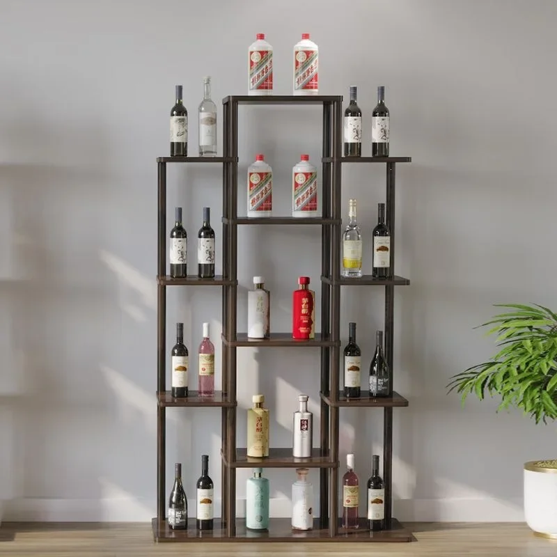 Multi-layer floor-to-ceiling wine cabinet display cabinet Modern simple Internet celebrity wine cabinet Chinese solid wood home