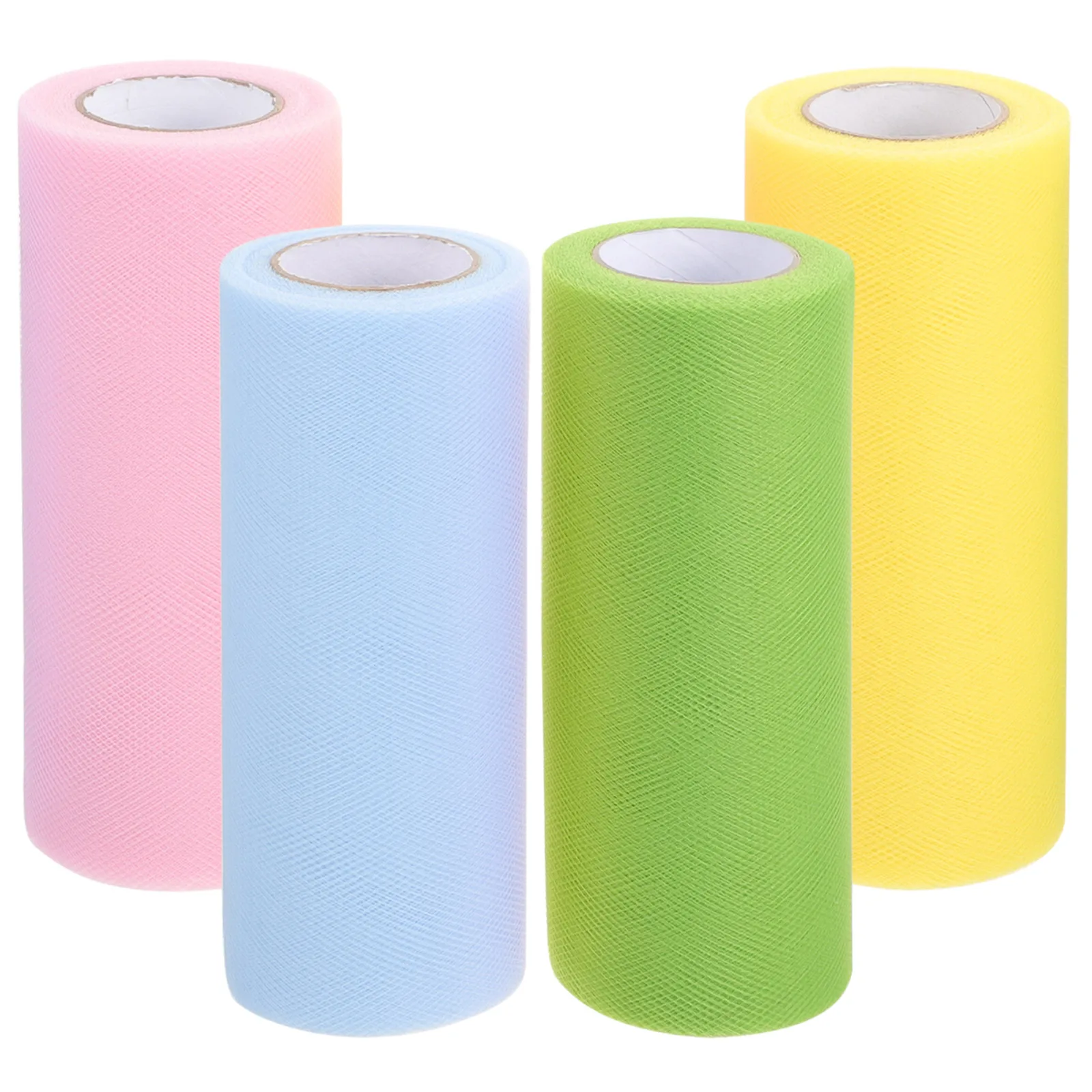 

4 Rolls Green Yellow Tulle Ribbon Decorative Fabric for DIY Crafts Gift Wrapping Wedding Party Mesh Netting