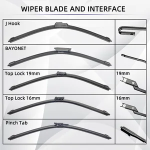OEM-UNIVERSAL WIPER BLADES FOR CAR, SLIM TOP LOCK J HOOK, Soft rubber, windshield wipers, replacement parts, wholesale 7 Main Sales Wholesale Automotive Accessories - №6